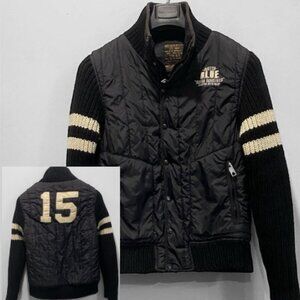 Scotch Vintage Black and Cream Bomber Jacket Size small